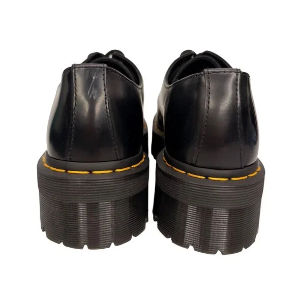 Dr. Martens Quad Black Leather Platform Derby shoes 1461 Unisex M 8 / W 9 - Picture 5 of 10